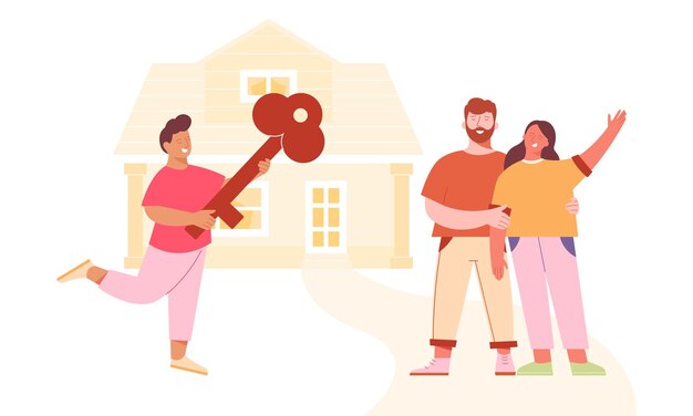 A family receiving the keys to their new house, symbolizing the joy and security of homeownership through the Minha Casa, Minha Vida program.
