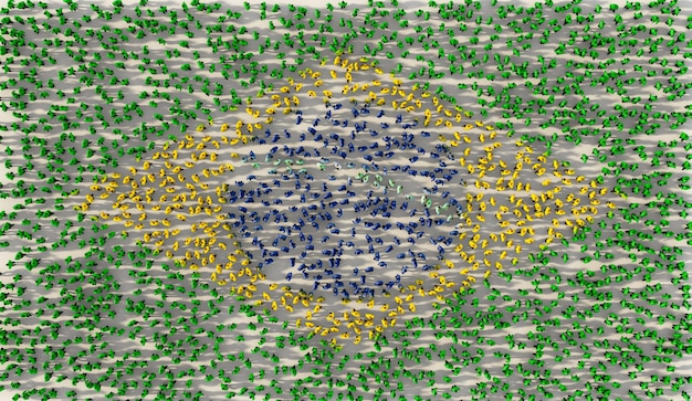 A depiction of the Brazilian flag transforming into a digital circuit board, with sprouts growing from the connections, symbolizing the fusion of traditional strength and modern technological innovation.