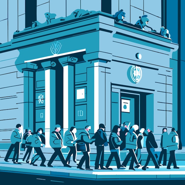 A government building with people entering and exiting, symbolizing the public service sector and the potential beneficiaries of the updated Public Service Loan Forgiveness (PSLF) program.