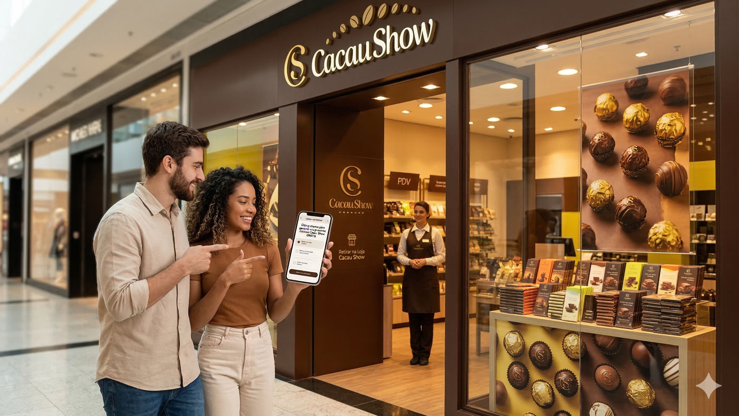 Trufa individual de chocolate Cacau Show em embalagem dourada e marrom