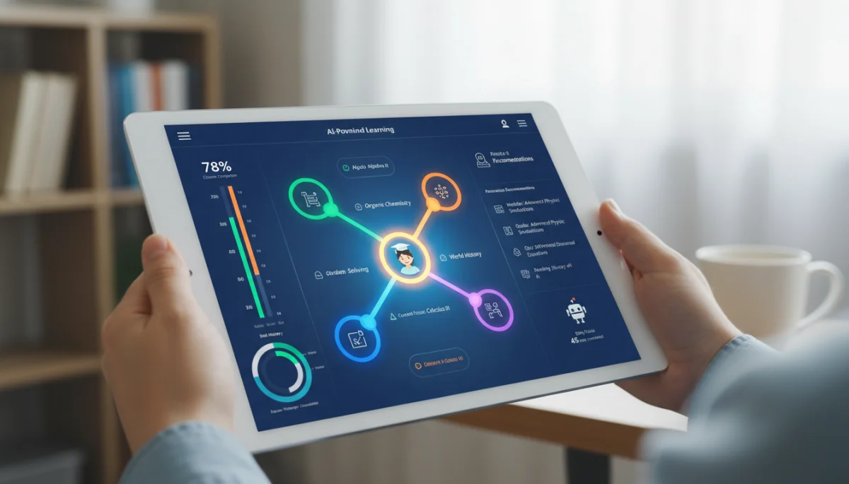 AI adaptive learning platform interface on tablet