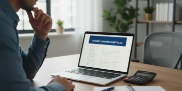 Person analyzing student loan forgiveness documents on a laptop