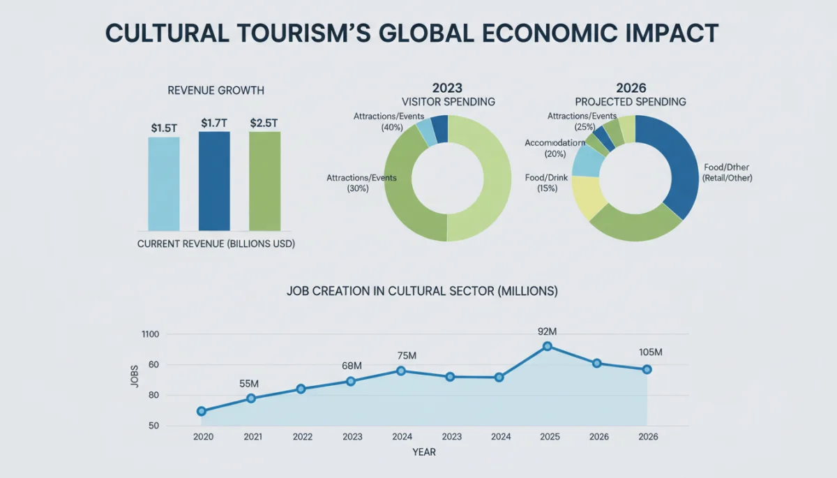 Infographic detailing financial projections and economic impact of cultural tourism