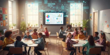 Diverse students learning together in an equitable classroom