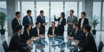 Diverse professionals collaborating, symbolizing the impact of immigration policy on the US workforce and economy in 2026.