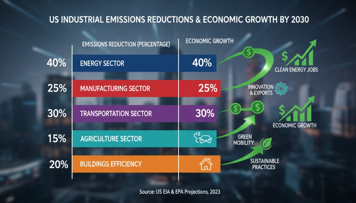 Projected emissions reductions across US industrial sectors by 2030