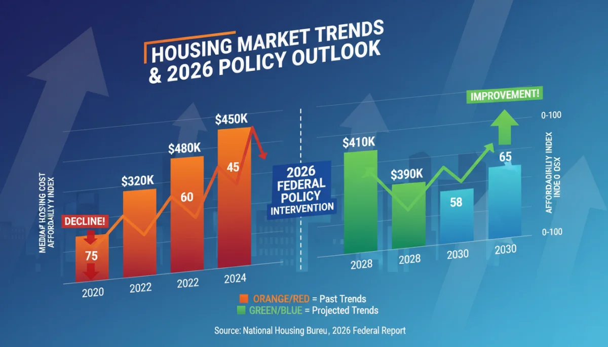 Infographic showing rising housing costs and projected affordability improvements