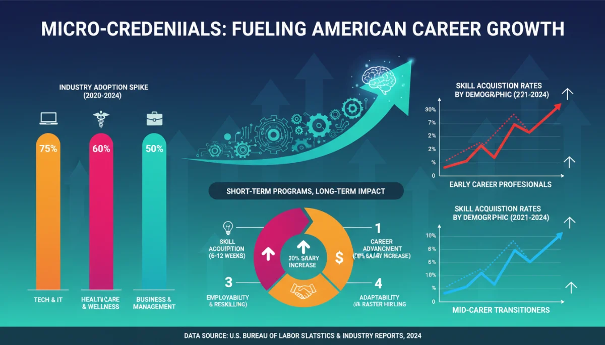Infographic showing the growth and impact of micro-credentials on the American job market