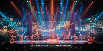 Dynamic stage with performers, representing national performing arts funding shifts in 2026.