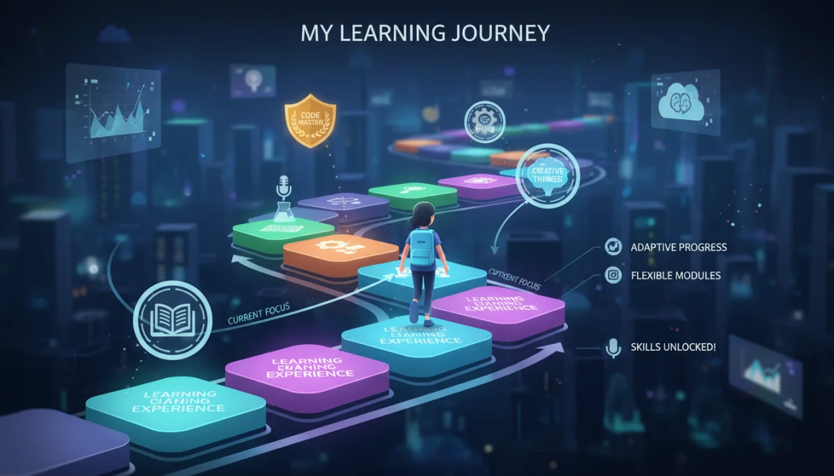 Personalized learning pathways illustrating flexible skill acquisition and career development.