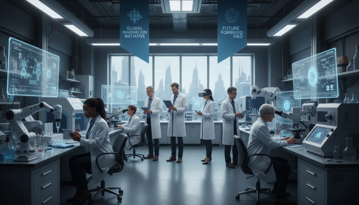 Scientists working in a high-tech lab, representing research funding