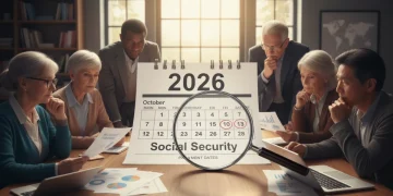Illustration of 2026 calendar and Social Security documents, symbolizing future policy changes for retirees.