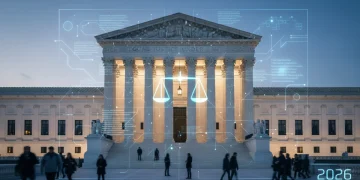 Supreme Court building with legal scales, symbolizing judicial policy reform in 2026
