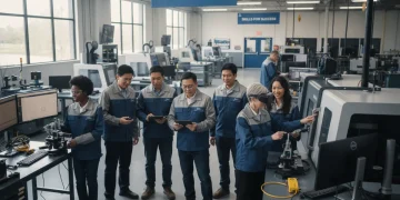 Adults learning new skills in a modern vocational training program, symbolizing federal investment in workforce development.