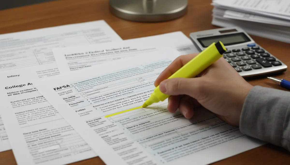 Hand highlighting FAFSA form details with a marker